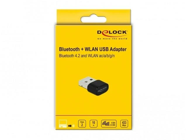 Nedis DELOCK USB WiFi adapteris AC 433 Mbps dviejų juostų 2,4/5GHz vidinės antenos su Bluetooth 4.2