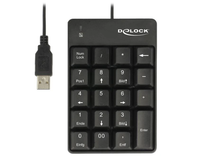 DELOCK USB klaviatūra 19 klavišų juodos spalvos