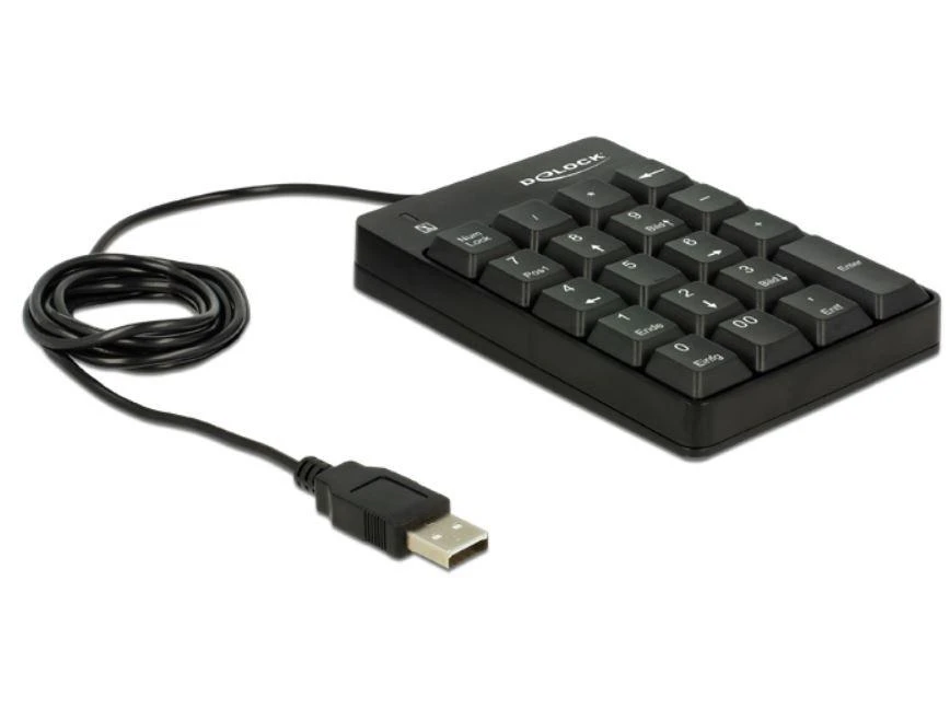 DELOCK USB klaviatūra 19 klavišų juodos spalvos