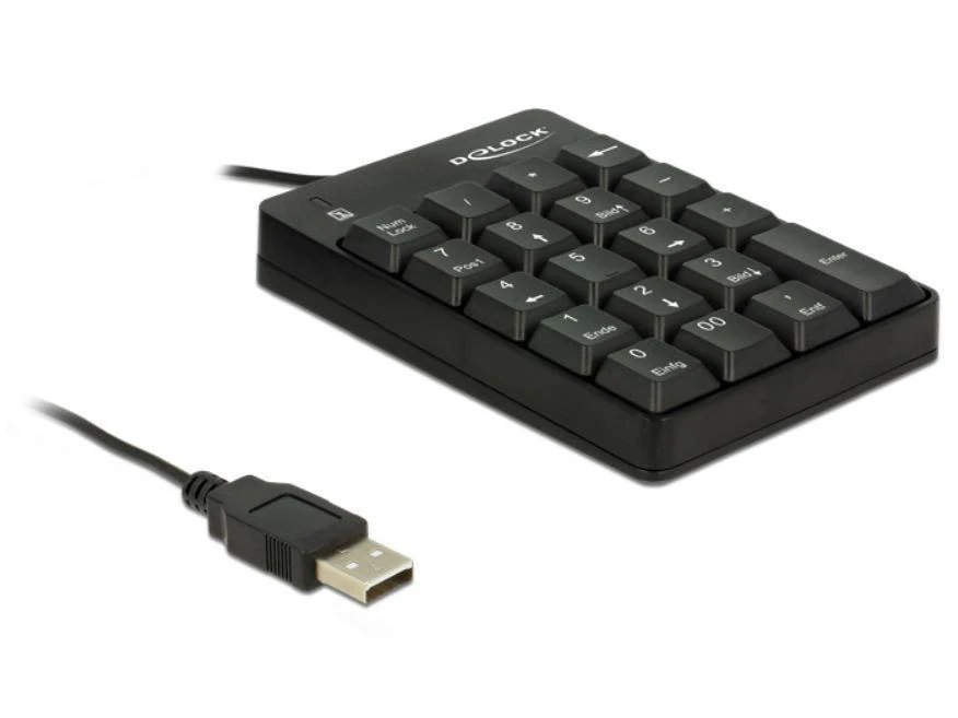 DELOCK USB klaviatūra 19 klavišų juodos spalvos
