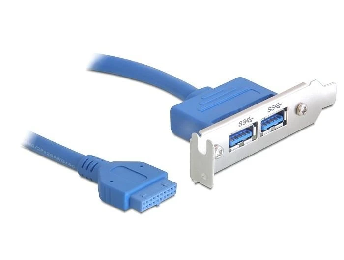 DELOCK lizdo plokštė – USB 3.0 2x išorinis prievadas / 1x vidinis smeigtuko antraštė žemo profilio
