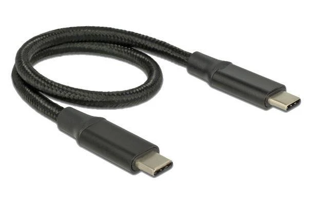 Juodas USB-C į USB-C laidas