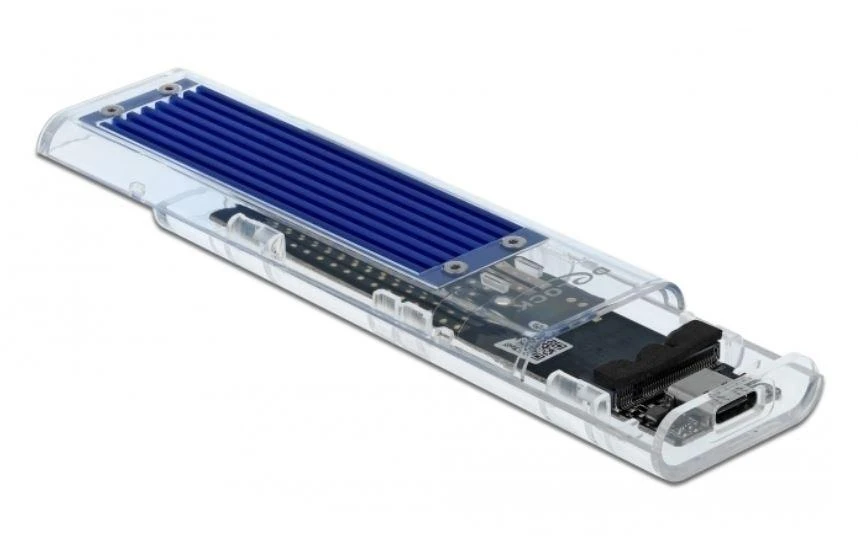 Delock NVMe SSD korpusas su mėlynu aušinimo elementu