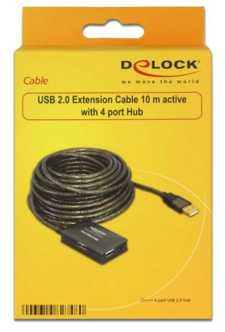 Sonstige Delock USB 2.0 ilgintuvas 10 m aktyvus su 4 prievadų šakotuvu