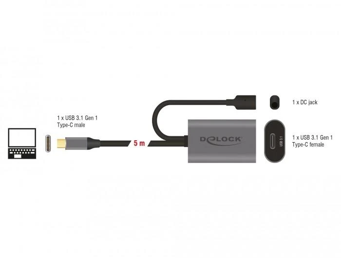DELOCK Active USB 3.1 Gen 1 ilgintuvas USB Type-C 5 m