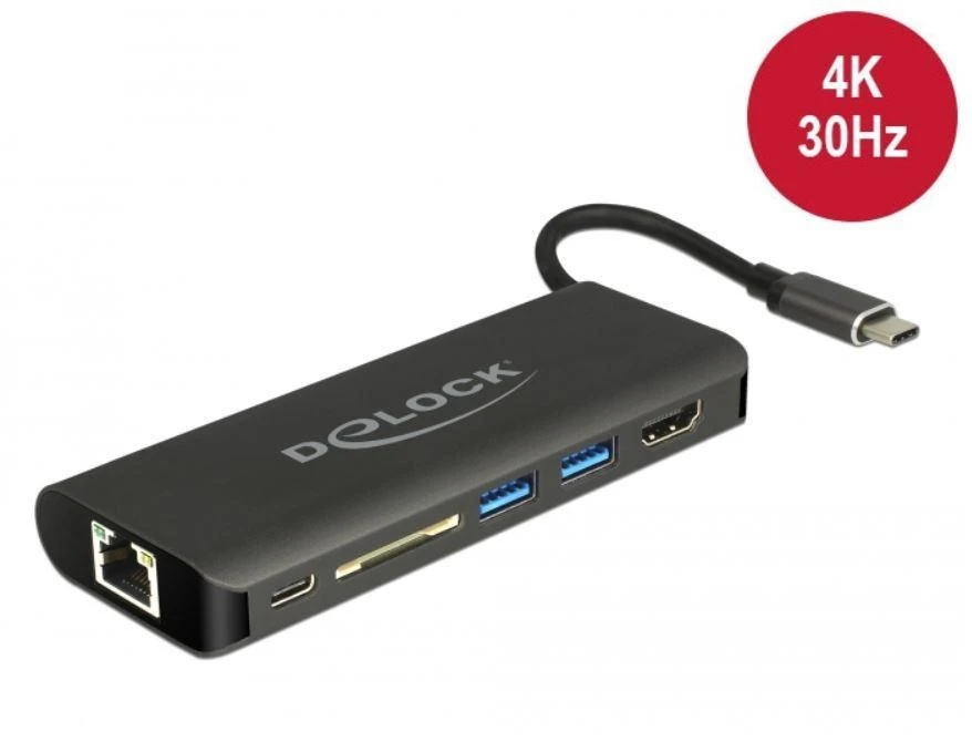 Delock USB-C stotelė su 4K HDMI ir keliomis jungtimis
