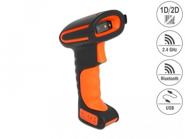 Brūkšninių kodų skaitytuvas Delock DELOCK Industrie Brūkšninių kodų skaitytuvas 1D/2D 2,4 GHz Bluetooth/USB