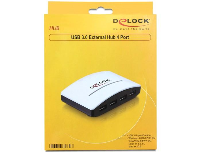 Delock USB 3.0 išorinis šakotuvas 4 prievadas su maitinimo šaltiniu