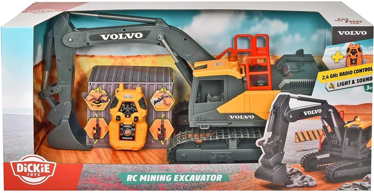„Dickie Construction Volvo RC“ kasybos ekskavatorius nuotoliniu būdu kontroliuojamas 60 cm
