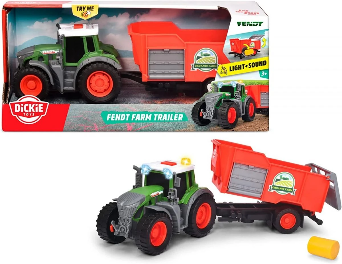 „Dickie Farm Tractor Fendt“ su priekaba 26 cm šienu