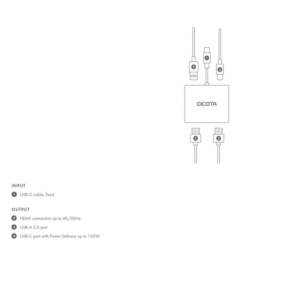 DICOTA D32063 dokų stoties techninė jungčių schema