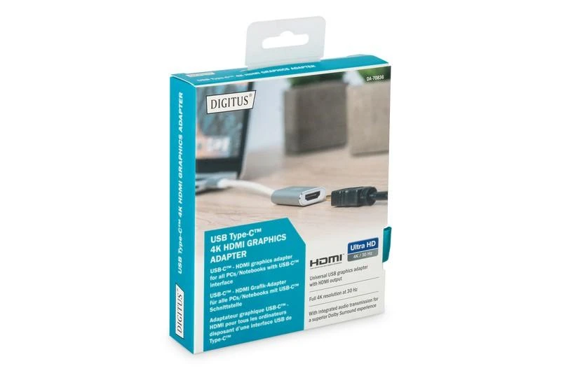 Assmann Electronic DIGITUS DA-70836 grafinis adapteris HDMI 4K 30Hz UHD prie USB 3.0 Type C su garso aliuminio