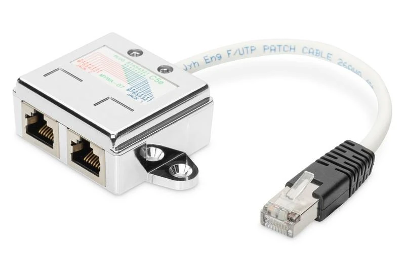 Assmann Electronic Assmann elektroninis ASSMANN T adapteris RJ45 CAT5e 19cm 1xRJ45 M iki 2xRJ45 F masinis