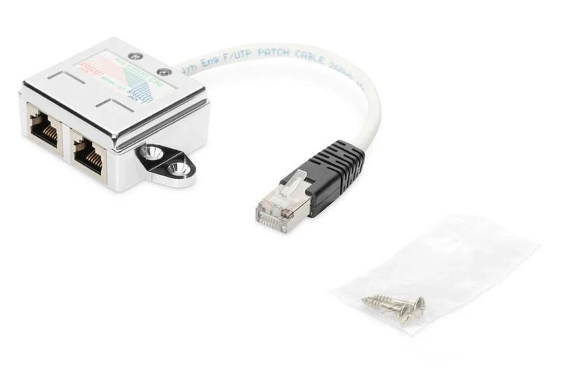 Assmann Electronic Assmann elektroninis ASSMANN T adapteris RJ45 CAT5e 19cm 1xRJ45 M iki 2xRJ45 F masinis