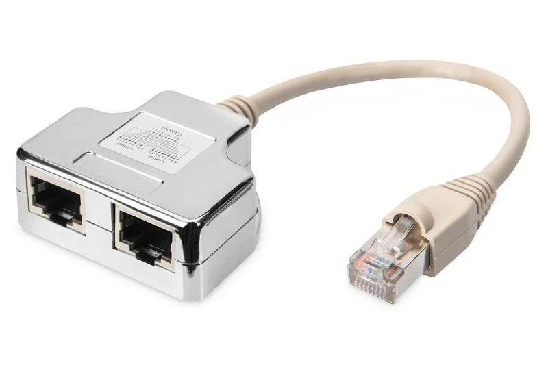 Assmann Electronic Assmann elektroninis ASSMANN T adapteris RJ45 CAT5e 19cm 1xRJ45 M iki 2xRJ45 F masinis