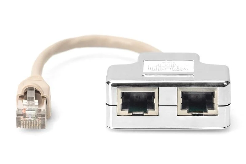 Assmann Electronic Assmann elektroninis ASSMANN T adapteris RJ45 CAT5e 19cm 1xRJ45 M iki 2xRJ45 F masinis