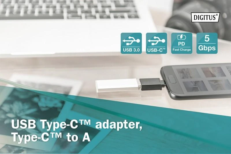 Assmann Electronic DIGITUS USB Type-C adapteris, tipas C į A M/F Super-Speed bl