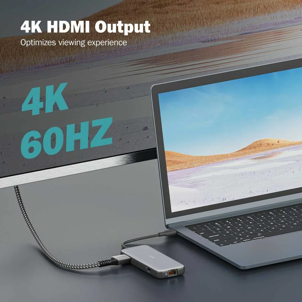 Digitus stotelė HDMI 4K 60Hz jungtis prie nešiojamojo kompiuterio