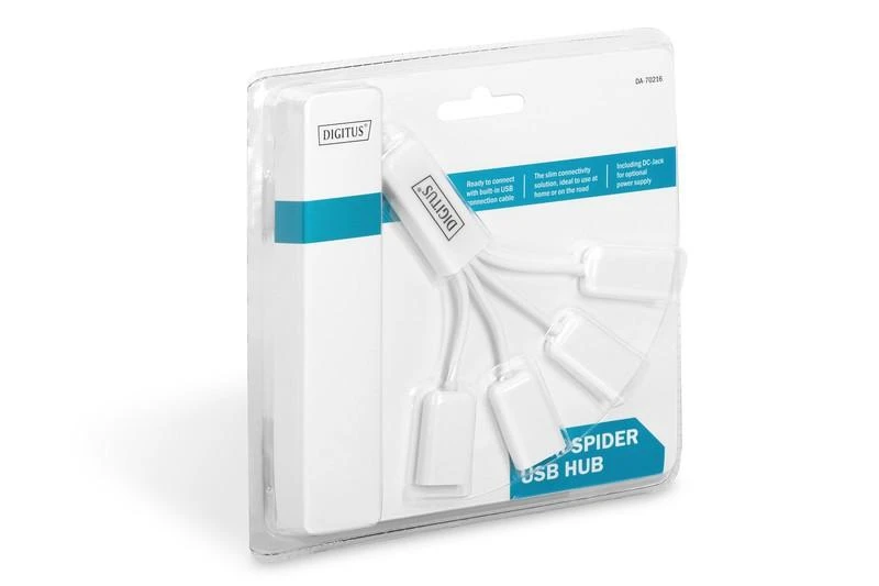 Assmann Electronic DIGITUS USB2.0 kabelio šakotuvas 4 prievadų magistralė maitinama 4xUSB A/F 1xUSB A/M be maitinimo šaltinio