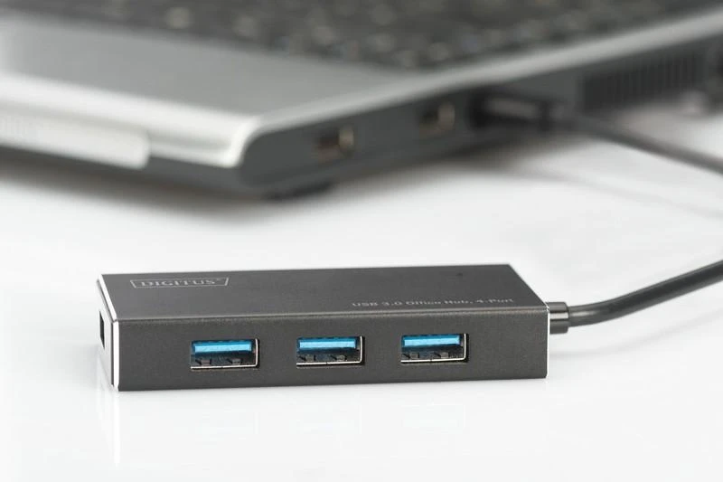 Assmann Electronic DIGITUS USB 3.0 Hub 4 prievadų Įsk. 5V/2A maitinimo šaltinis Aliuminio korpusas