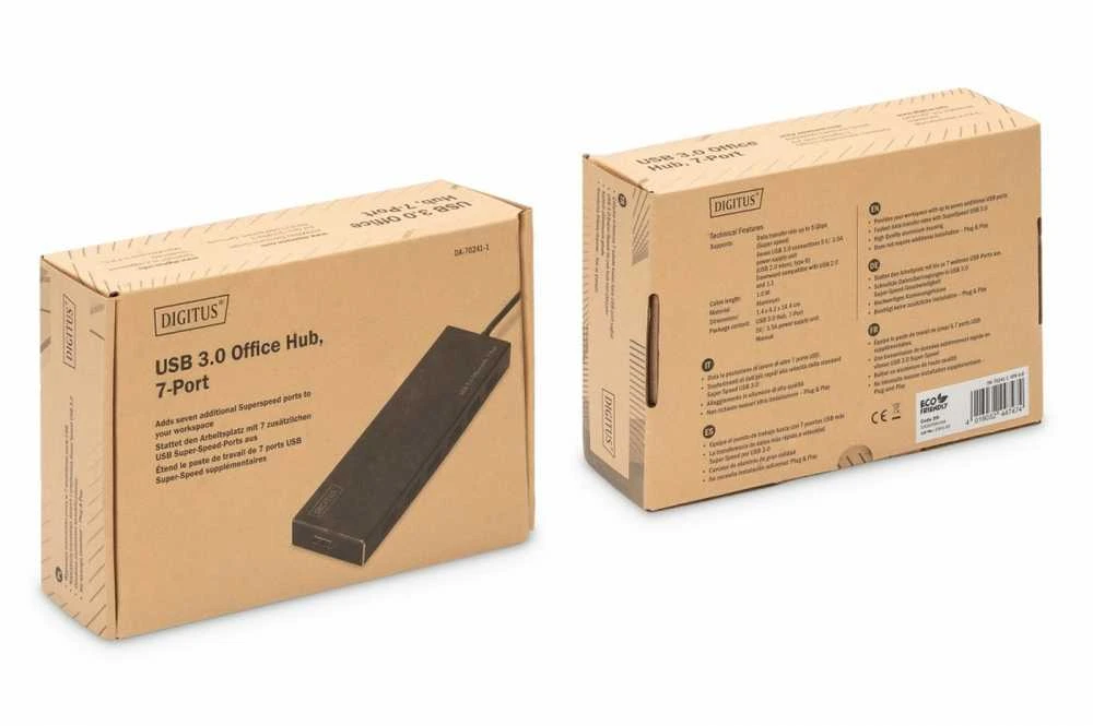 Assmann Electronic DIGITUS Hub 7 prievadų USB 3.0 SuperSpeed, maitinimo šaltinis, HQ aliuminis
