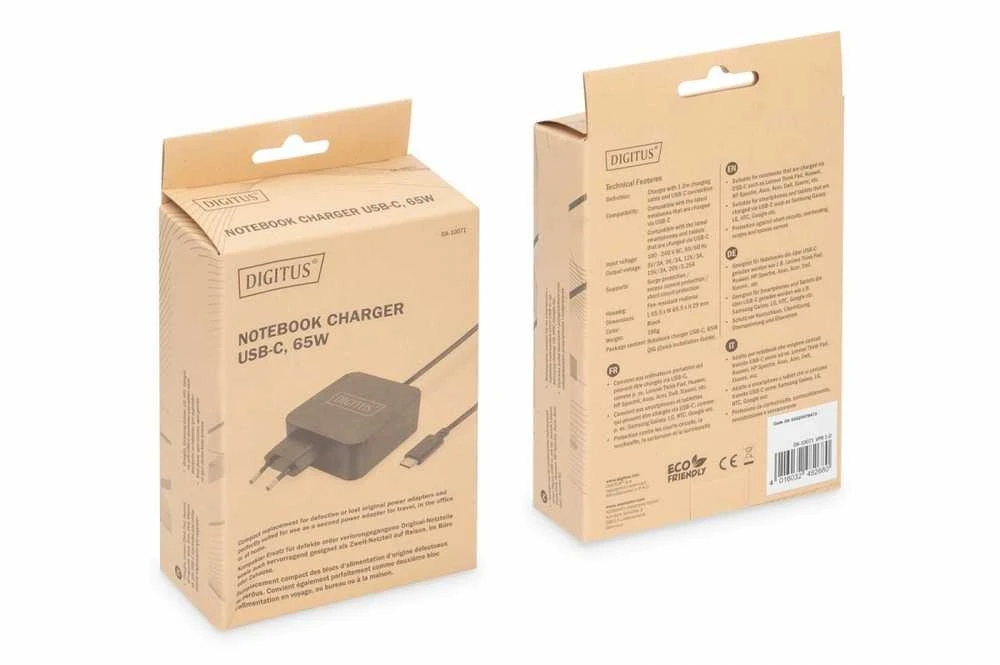 Digitus Skaitmenas | Nešiojamojo kompiuterio įkroviklis USB-C Maitinimo šaltinis 65W PD3.0 | DA-10071 | Juodas