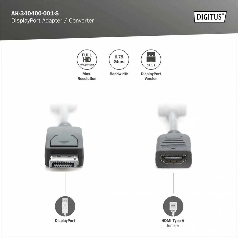 Assmann Electronic „Assmann“ elektroninio DIGITUS adapterio kabelio ekranasPrievadas HDMI M/F 0,15 m AW28
