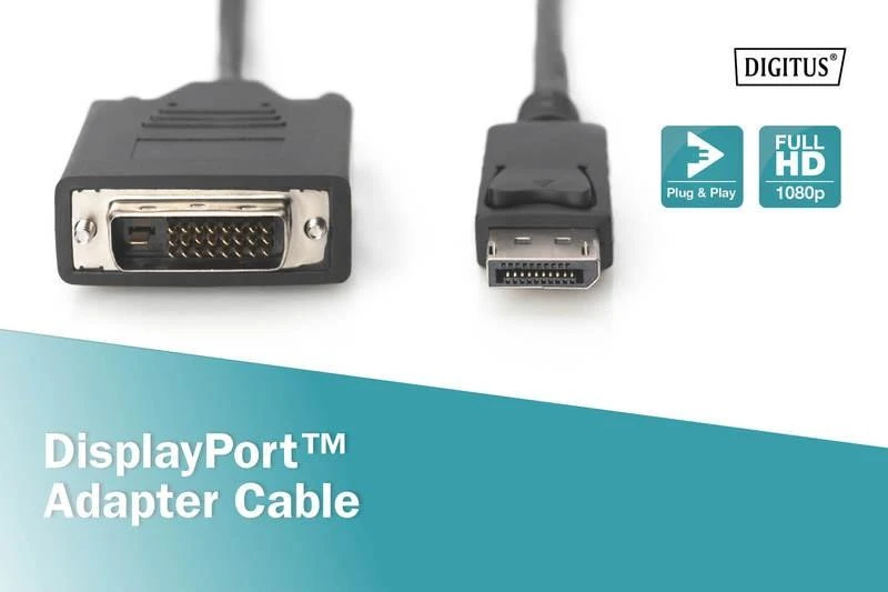 Assmann Electronic ASSMANN adapteris DisplayPort 1.2 DVI-D 24+1 M/M skaitmeninis Full HD Dual Link 1m maks. 2560 x 1600