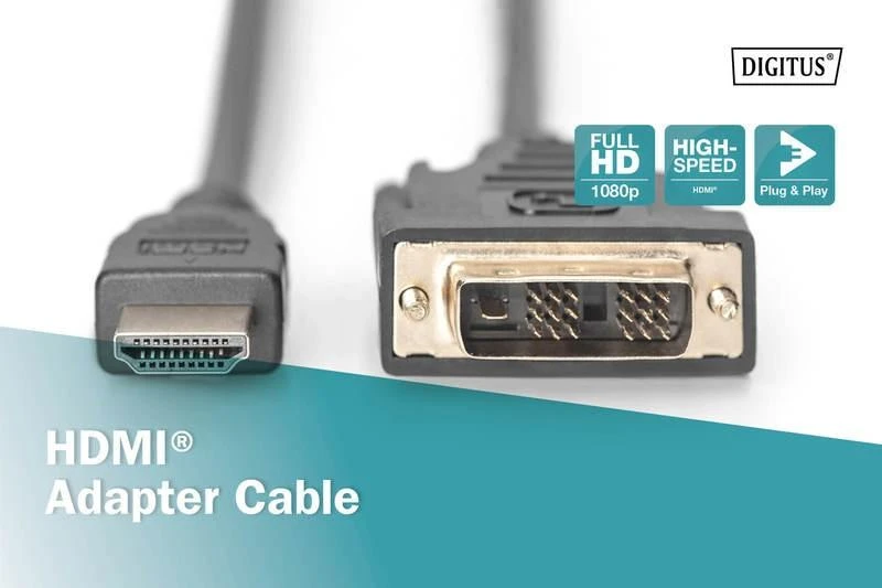 Assmann Electronic ASSMANN HDMI į DVI-D 18+1 laidas 3m juodas masinis