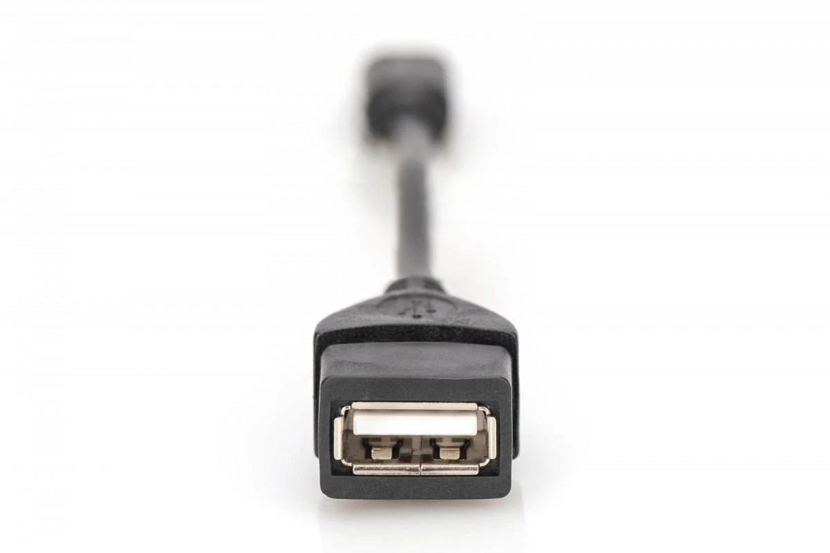 Assmann Electronic ASSMANN USB 2.0 adapterio kabelis OTG tipo mini B - A M/F 0.2m USB 2.0 atitinka bl
