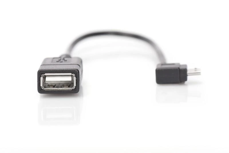 Digitus Assmann Electronic ASSMANN USB 2.0 adapterio laidas OTG tipo micro B - A M/F 0,15m USB 2.0 atitinka stačiakampį bl