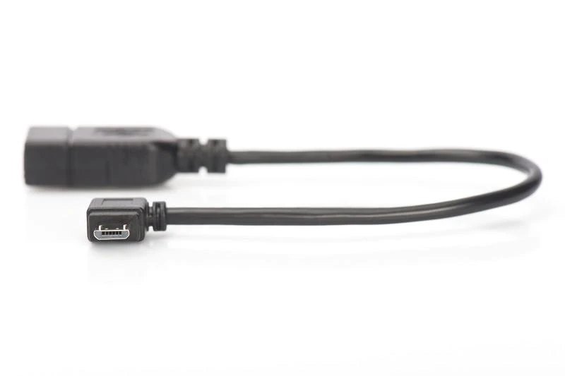 Digitus Assmann Electronic ASSMANN USB 2.0 adapterio laidas OTG tipo micro B - A M/F 0,15m USB 2.0 atitinka stačiakampį bl
