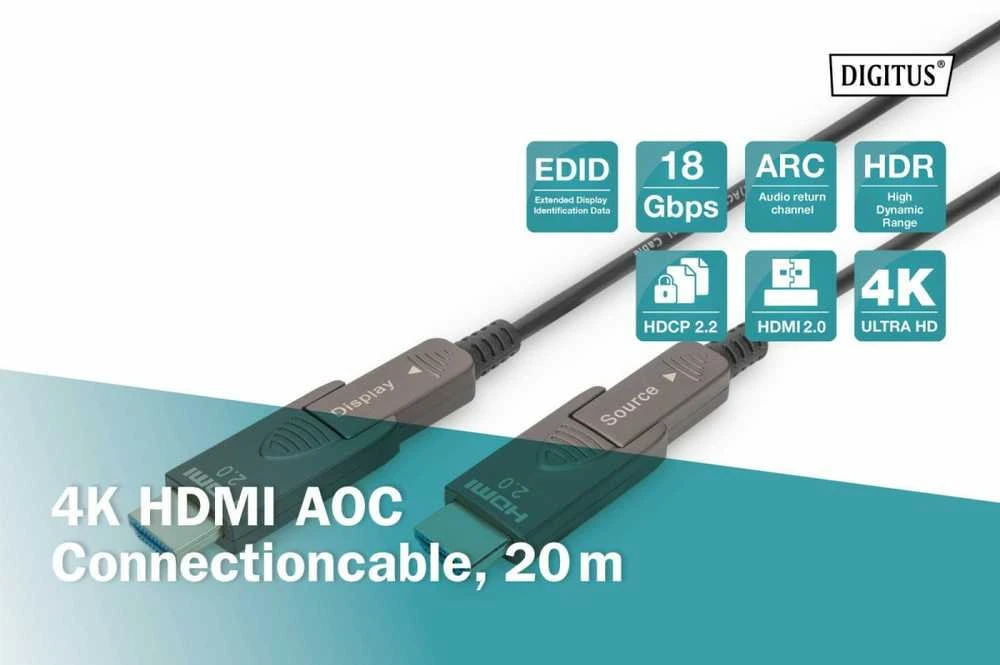 Digitus AOC HDMI laidas su Display ir Source jungtimis