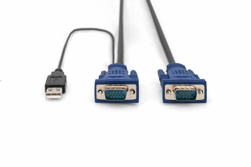 Assmann Electronic DIGITUS KVM kabelis PS2 ir USB konsolėms su KVM 1xHD-15/M 1xVGA HD-15/M 2xPS2 1x USB 1,8m