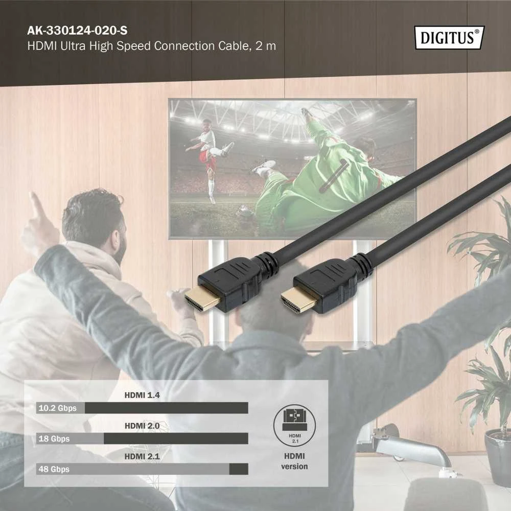Assmann Electronic Assmann elektroninis ASSMANN jungiamasis kabelis HDMI Ultra HighSpeed Ethernet 8K 60Hz UHD tipas HDMI A/HDMI A M/M 2m