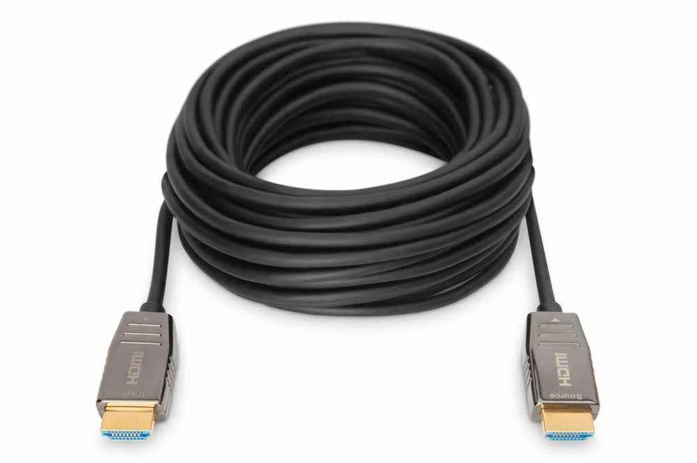Assmann Electronic ASSMANN HDMI AOC Hibridinio pluošto prijungimo kabelis Tipas A M/M 30m UHD 8K60Hz CE auksinis bl