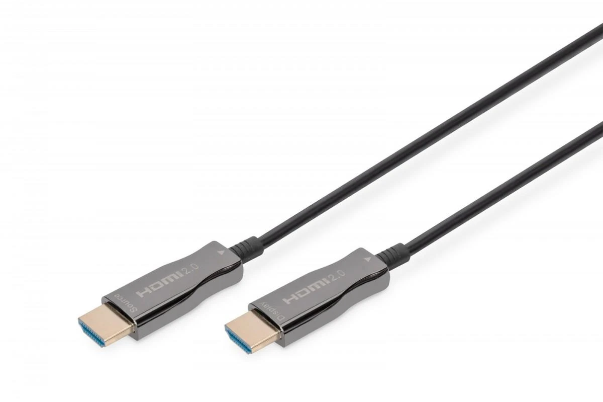 Assmann Electronic „Assmann“ elektroninis ASSMANN jungiamasis kabelis HDMI hibridinis šviesolaidinis „Premium HighSpeed Ethernet“ AOC 4K 60Hz UHD tipas HDMI A/HDMI AM/M 15m
