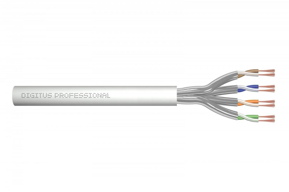 Assmann Electronic DIGITUS CAT 6A U-FTP patch cable raw ilgis 305 m popierinė dėžutė AWG 27/7 LSZH simplex spalvotas pilkas