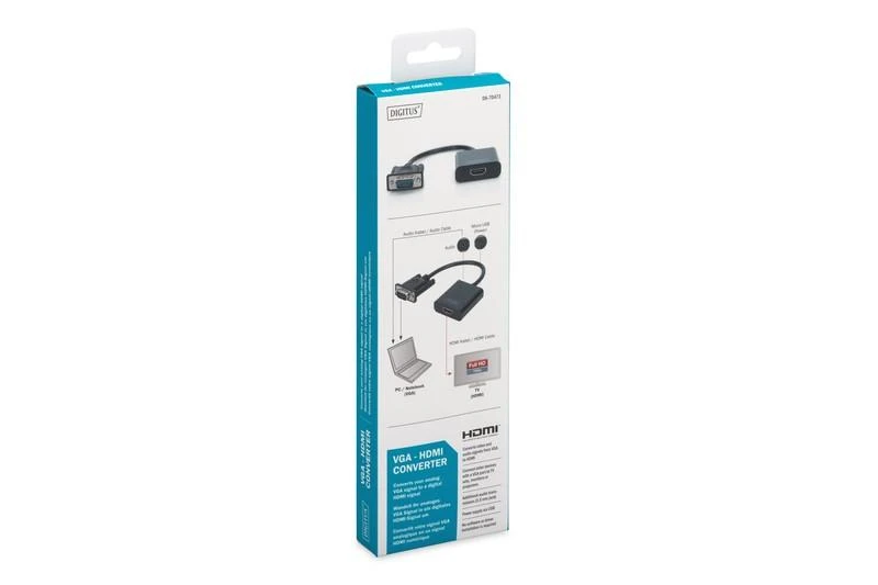 Assmann Electronic DIGITUS VGA į HDMI konverteris + garso 3,5 mm Full HD 1080p kabelio tipas 15 cm juodas
