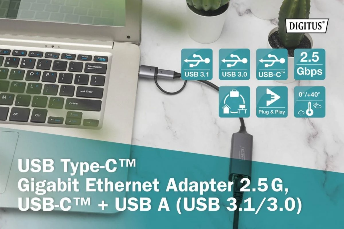 „Assmann“ elektroninis DIGITUS USB3.0 / USB C 3.1–2.5G eterneto adapteris