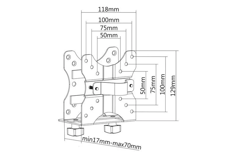 Assmann Electronic DIGITUS mini stalinio kompiuterio laikiklis VESA raštas 75x75 100x100 max.5Kg juodas