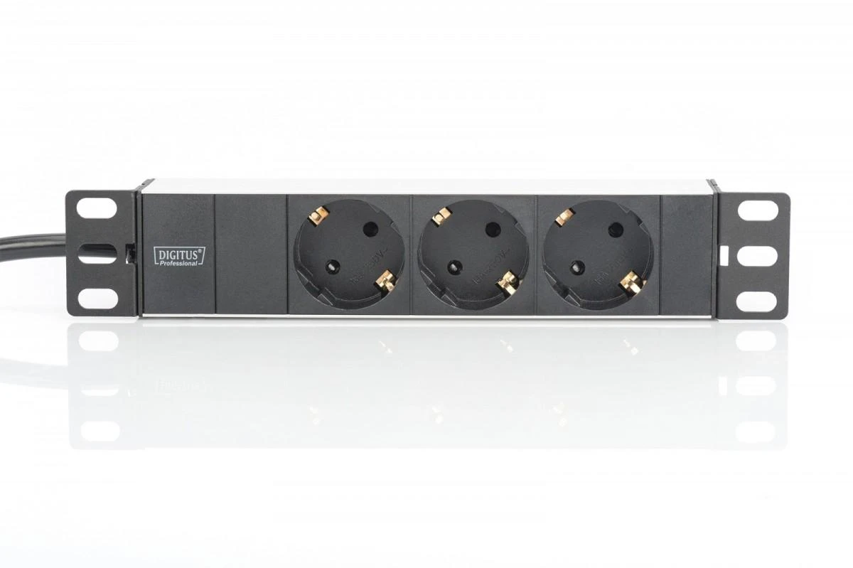 Assmann Electronic DIGITUS Outlet stripe 3x 10Inch 4000W 16A juodas su montavimo komplektu