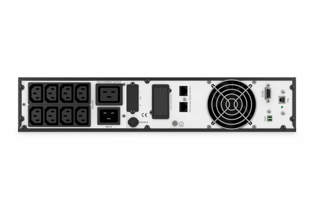 DIGITUS OnLine UPS, stelažas/bokštas, 3000VA, 3000W, LCD, 8 x C13, 1 x C19, RS-232, USB, SNMP kortelė (pasirinktinai), relės kortelė (pasirinktinai) | Skaitmenas | Internetinis UPS | DN-170096, 3000 VA / 3000 W | 3000 VA | 3000 W | C20