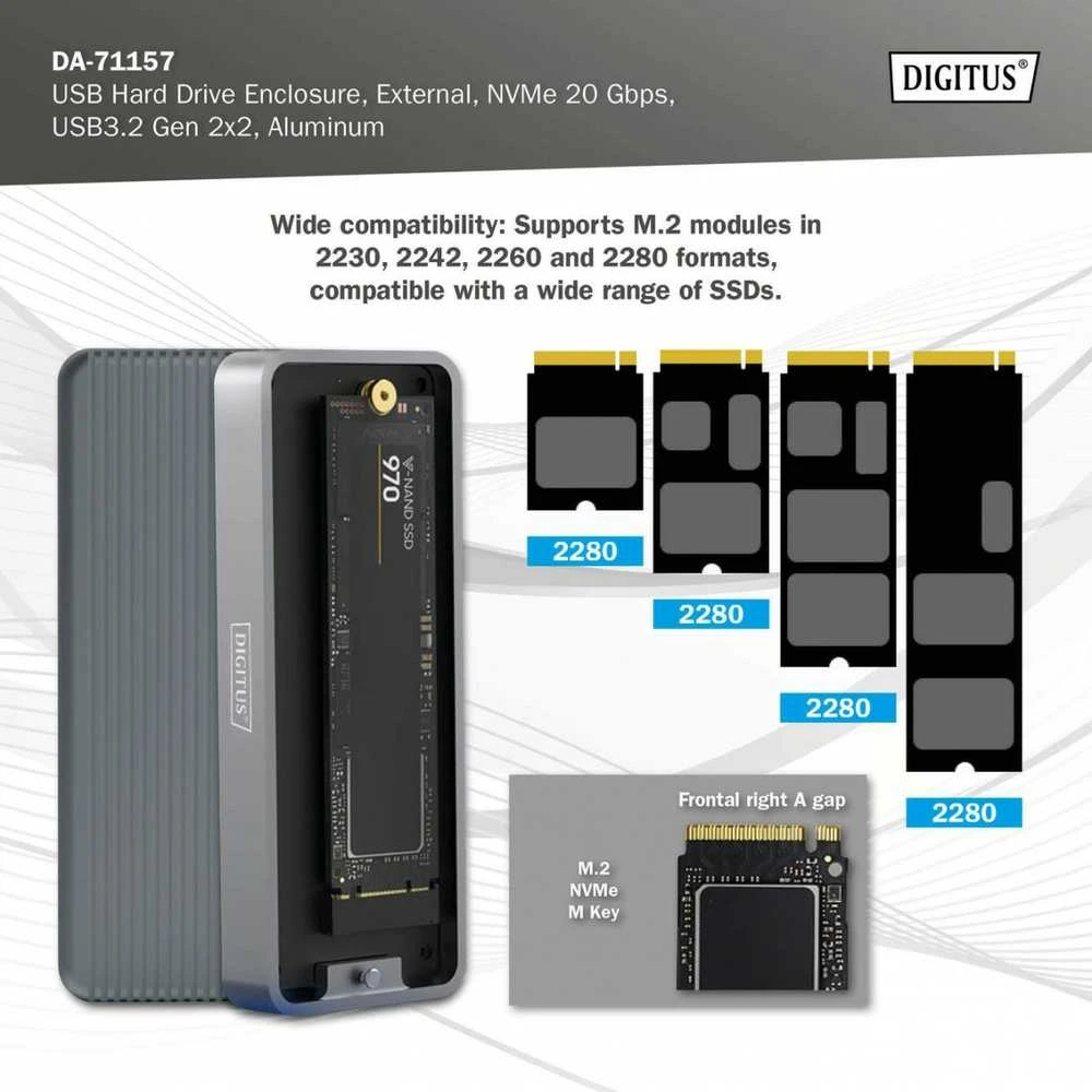 Digitus SSD korpusas su M.2 suderinamumo schema