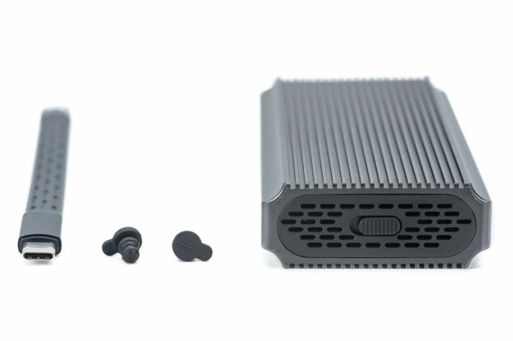 „Assmann Electronic DIGITUS USB M.2“ kietojo disko korpusas SSD išorinis NVMe 40Gbps USB 4.0 aliuminis be įrankių