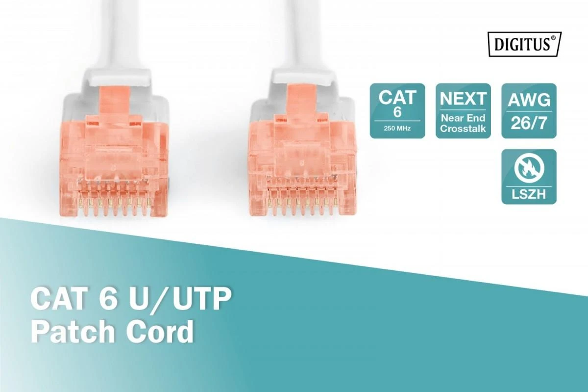 Assmann Electronic DIGITUS CAT 6 U-UTP patch kabelis Cu LSZH AWG 26/7 ilgio 2 m spalvotas pilkas