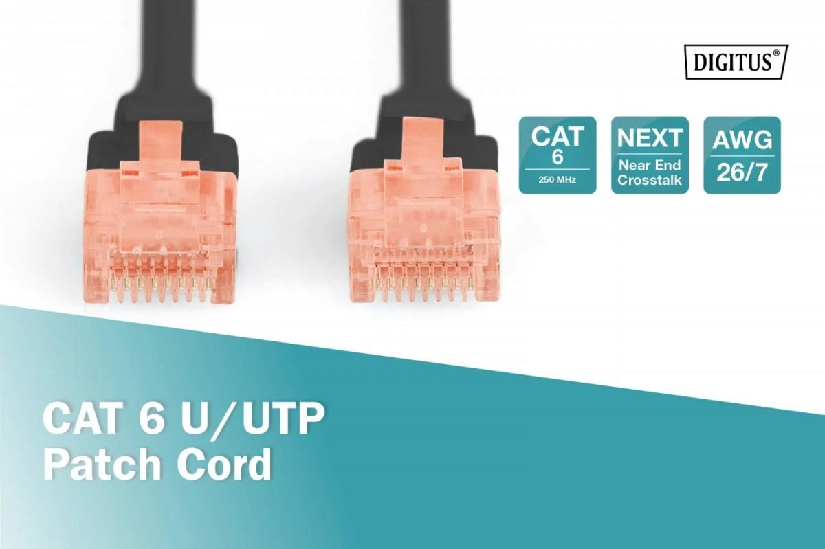 DIGITUS DK-1612-050/BL Premium CAT 6 UTP patch kabelis Ilgis 5,0m Spalva juodas