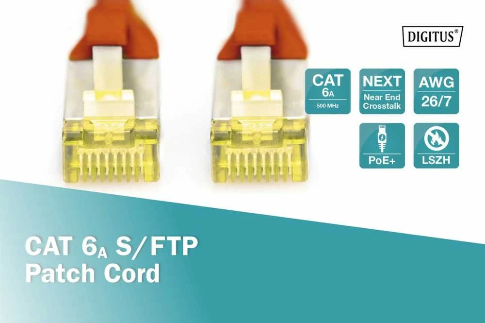 Digitus Kabelis CAT 6A SFTP 0.5m LSZH Raudona (SFTP6A005R)