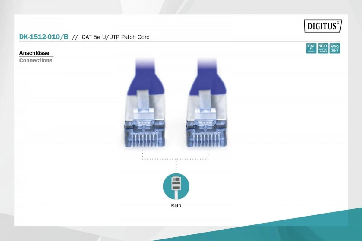 Assmann Electronic DIGITUS CAT 5e U-UTP patch kabelis PVC AWG 26/7 ilgis 1 m spalva mėlynas
