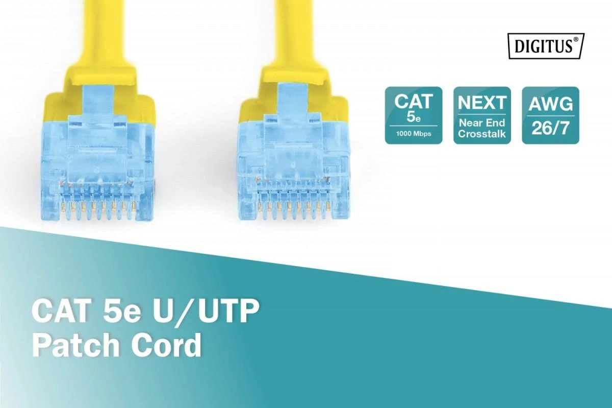 Assmann Electronic DIGITUS CAT 5e U-UTP patch kabelis PVC AWG 26/7 ilgis 2 m spalva geltona